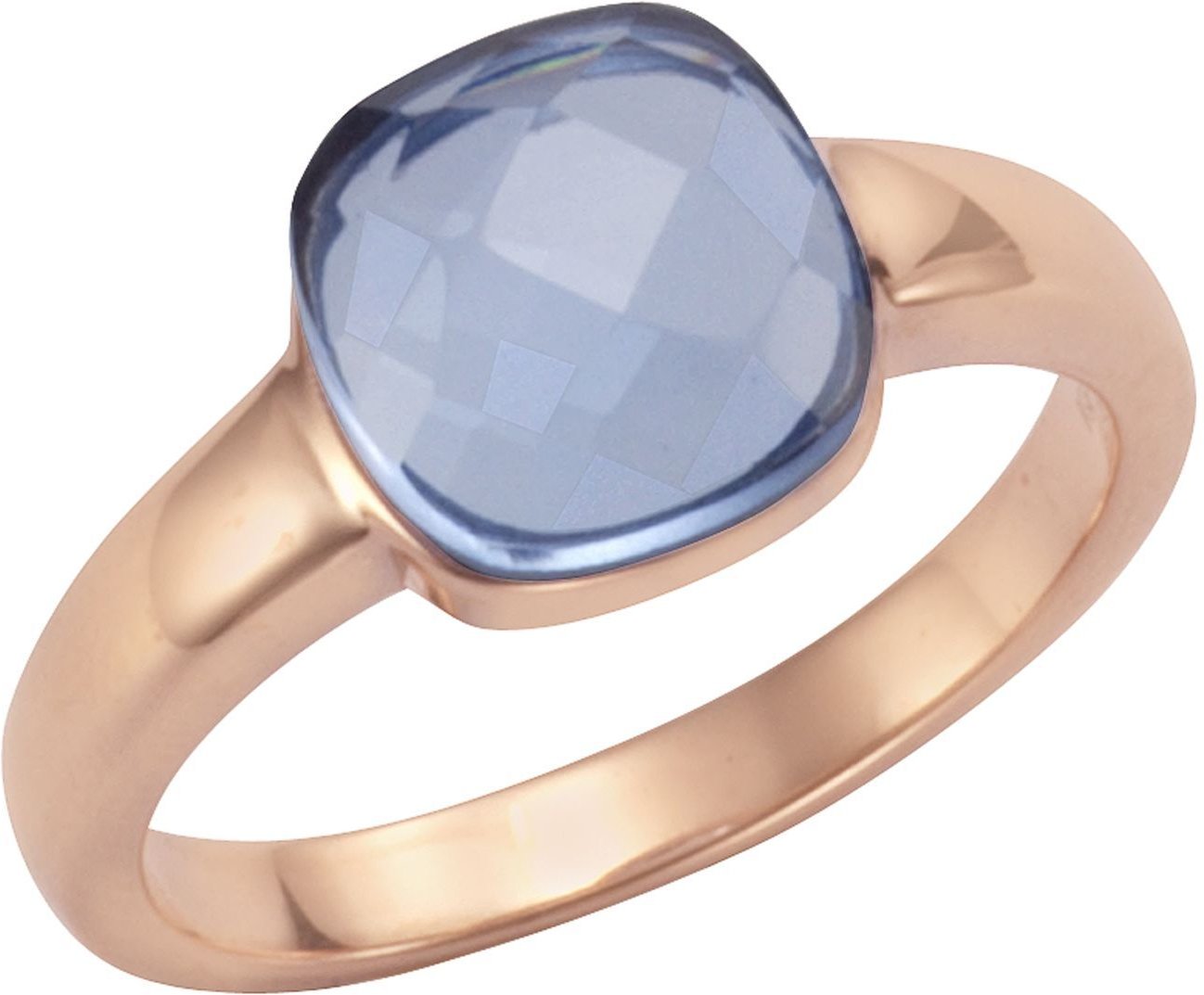 Jamelli Ring Silber 925 rosé-vergoldet mit hellblauem Quarz-Stein (beh.)