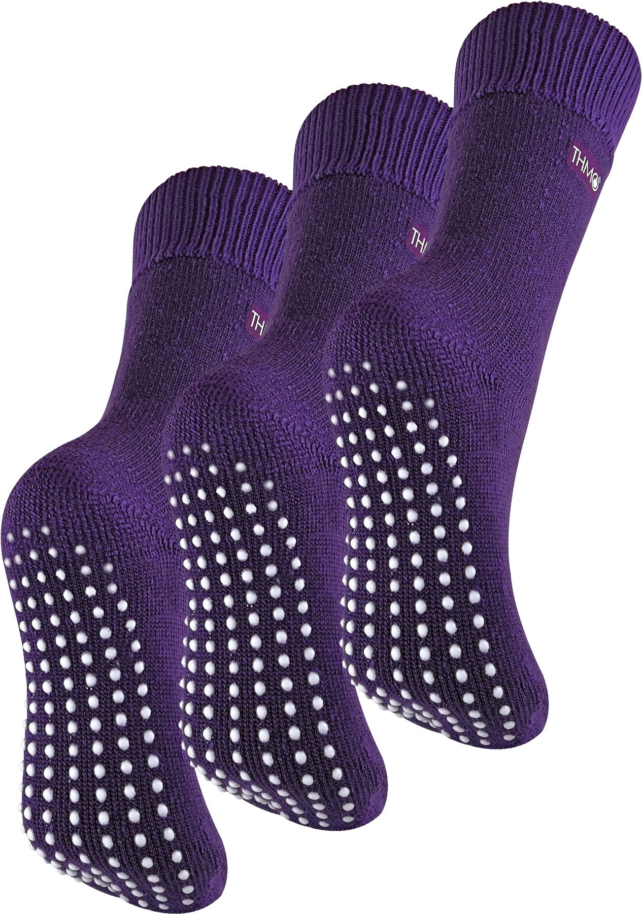 THMO - 3 Paar mit Fleece gefütterte, atmungsaktive Damen-Slipper-Socken - Lila