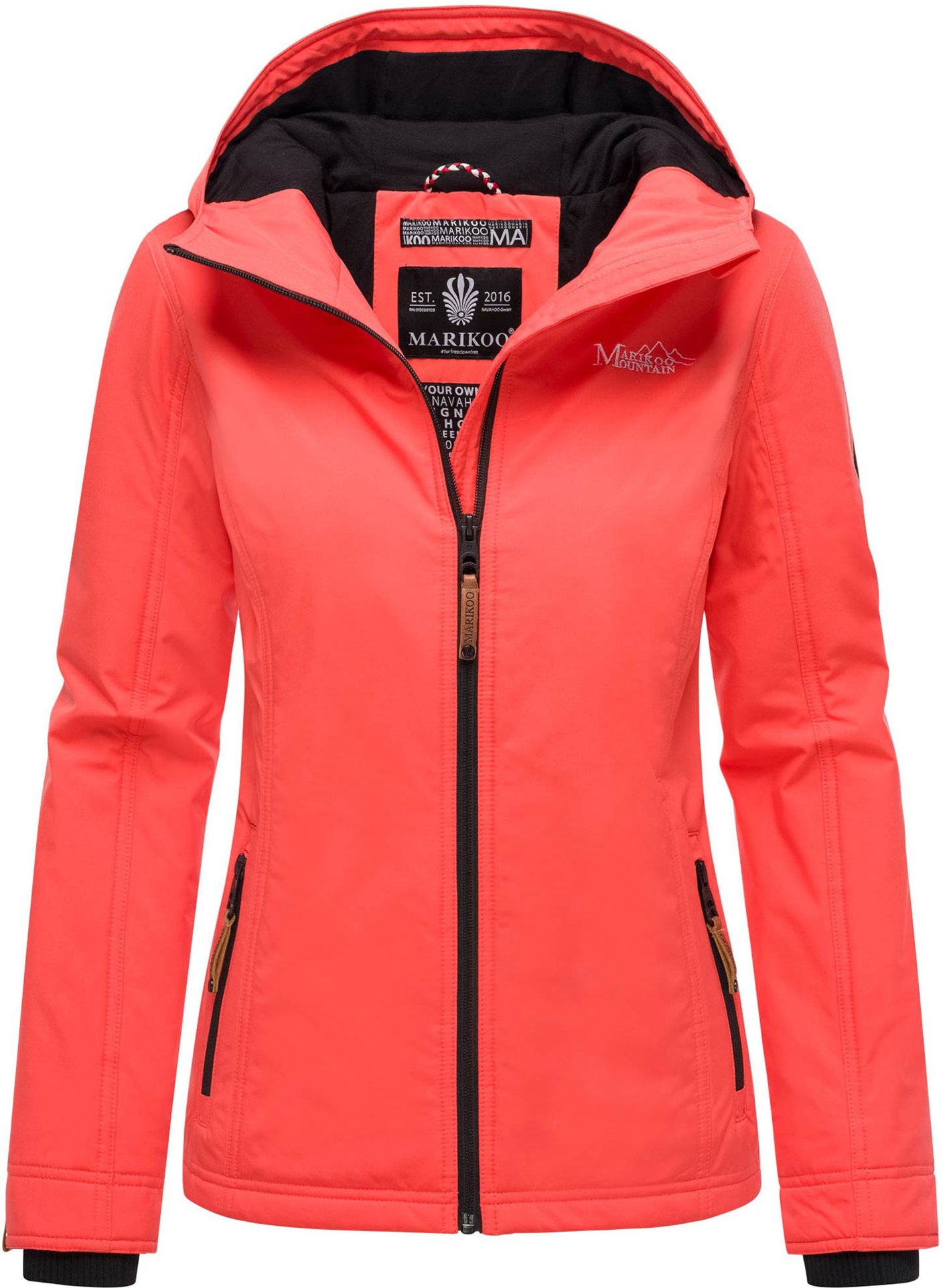 Thumbnail - Marikoo Damen Übergangsjacke leichte wind- und wasserabweisende Jacke mit Kapuze Coral Pink