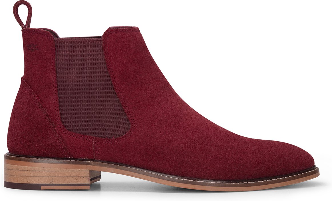 London Brogues Chelsea-Stiefeletten für Herren aus Wildleder in Burgunderrot