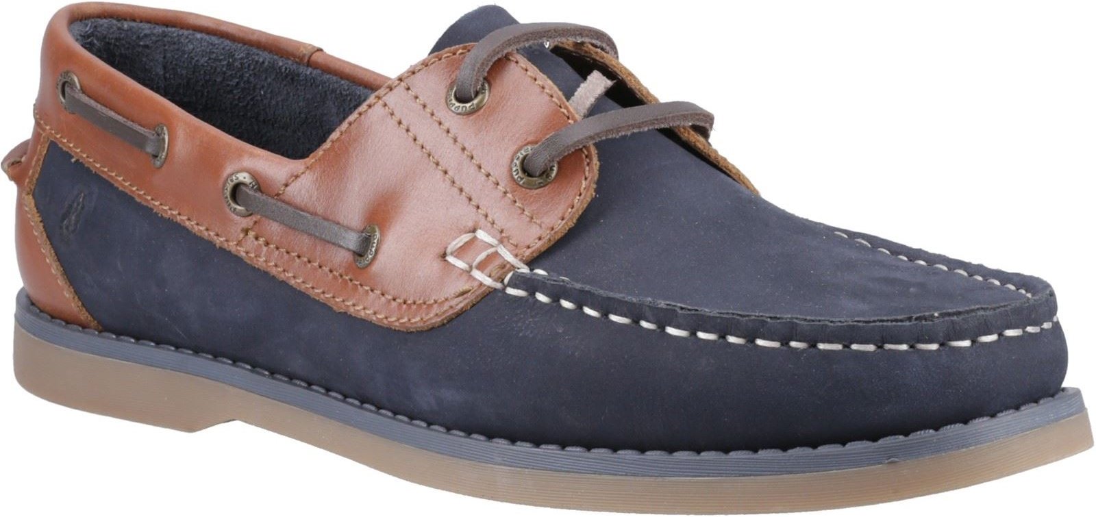 Hush Puppies Wilson Leder Herren Bootsschuhe Navy/Tan