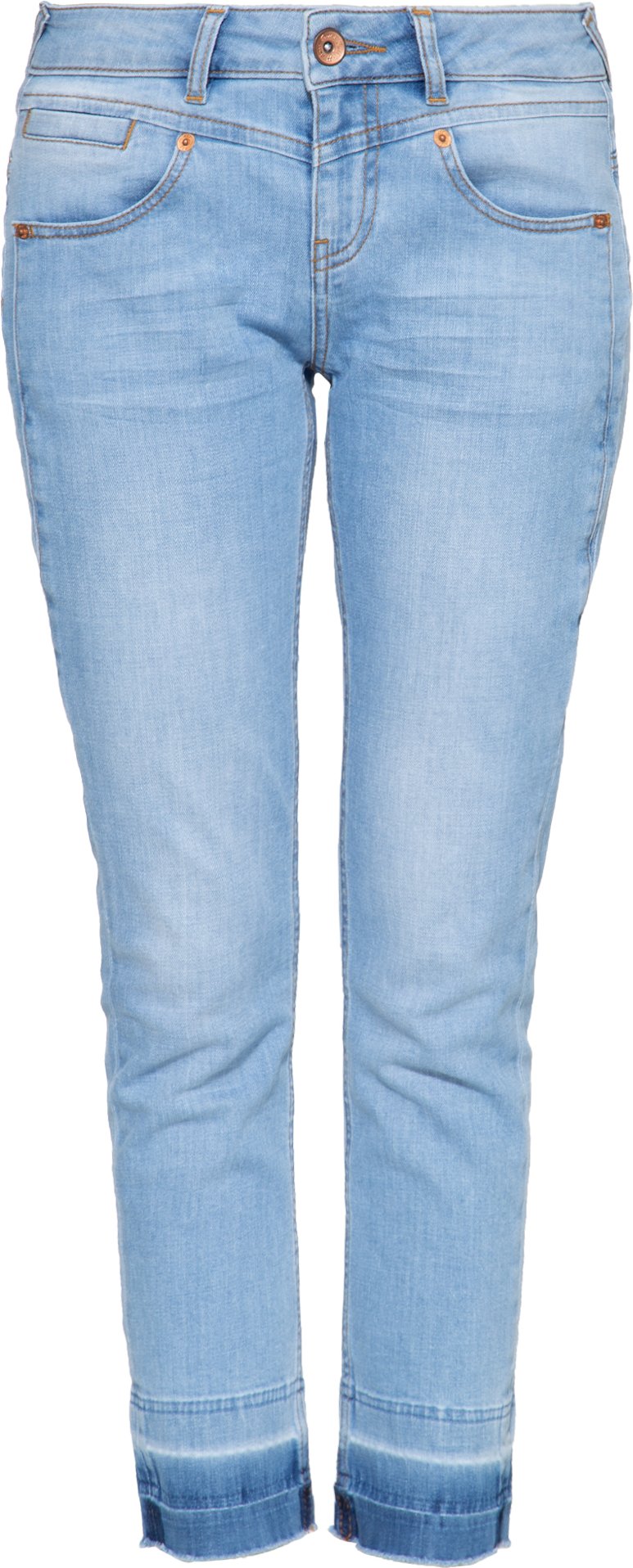 Amor, Truth & Trust Damen ATT JEANS Damen 5-Pocket Jeans mit offenen Saumkanten und vorderer Passenabtrennung Zoe hellbl...