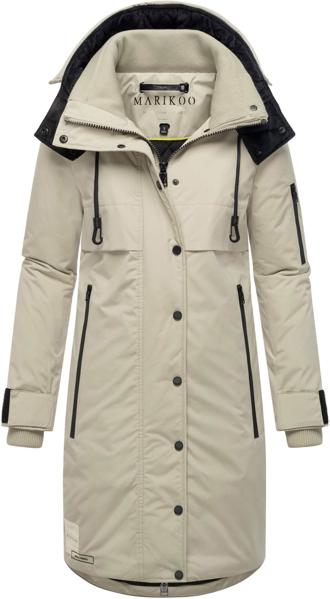 Marikoo Damen Wintermantel mit Kapuze & Taillierungsband – Anoukaa