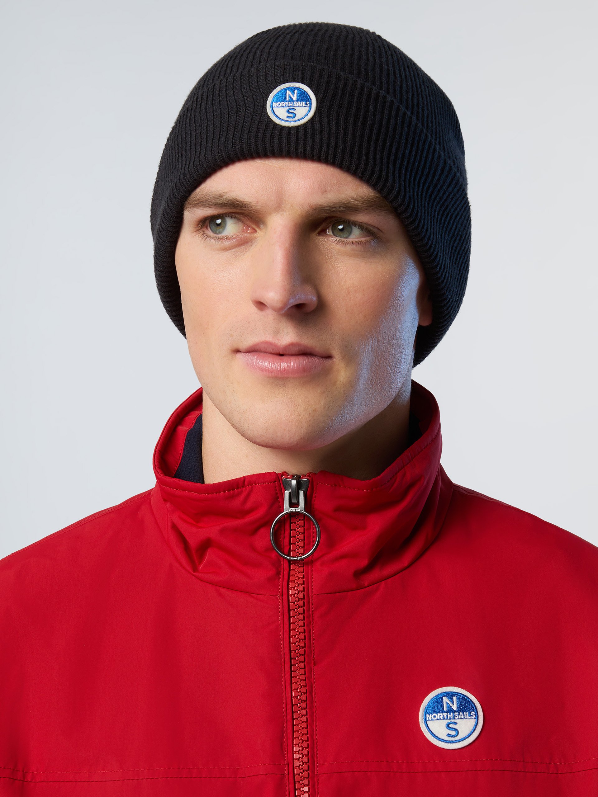 North Sails Beanie Micro-Rib-Strick mit Logo-Patch