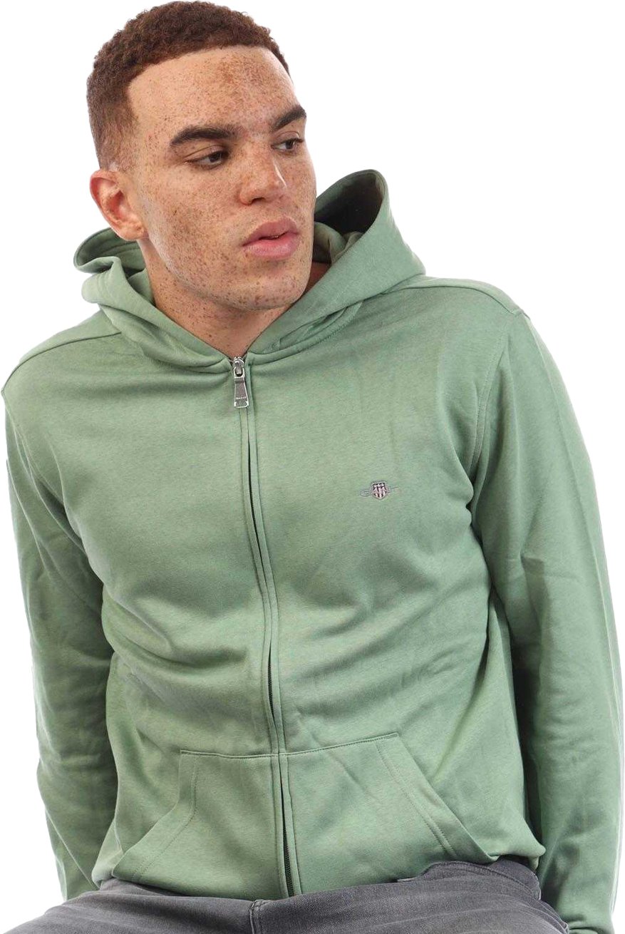 Gant - Kapuzenpullover für Herren, Durchgehender Reißverschluss (Grün)