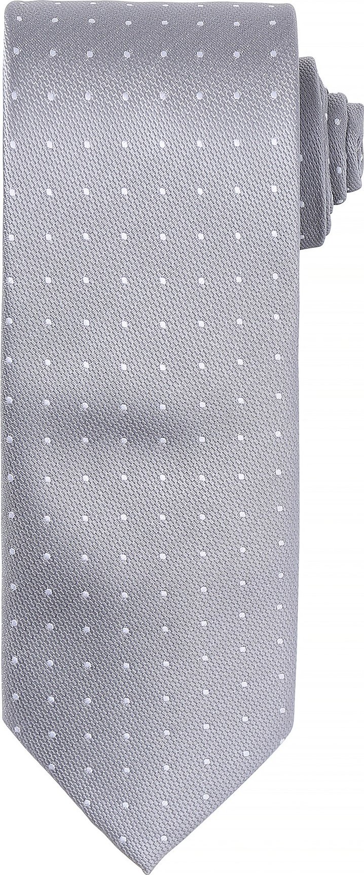 Thumbnail - Premier Mens Micro Dot Pattern Formal Work Krawatte (Silber/ Weiß)