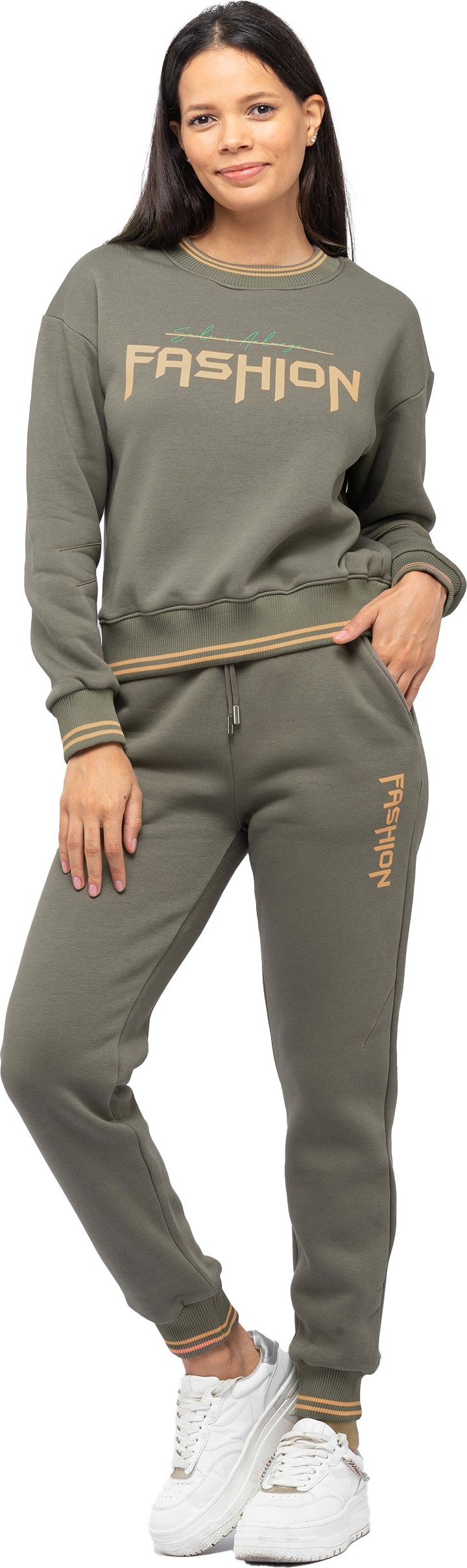 Tom Barron Damen Lässiger Trainingsanzug-Set mit Fashion-Print