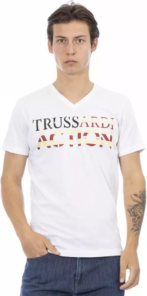 V-Ausschnitt T-Shirt mit Grafik der amerikanischen Flagge
