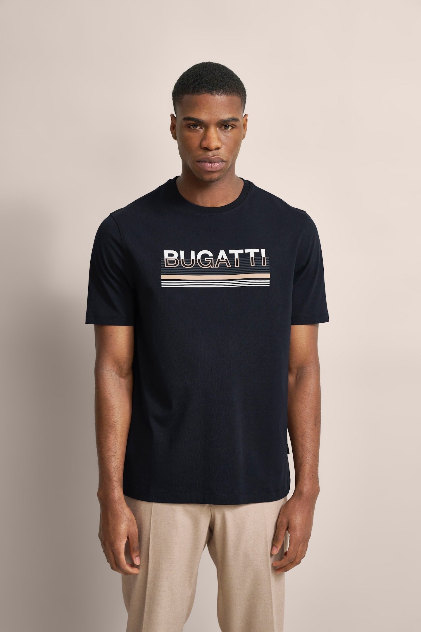Bugatti Herren T-Shirt mit gummiertem Logo-Print