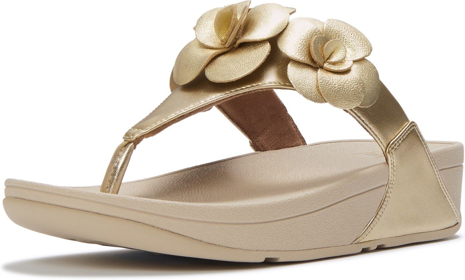 Fitflop Lulu Flower Zehensteg-Polyurethan Damen Platino Sandalen