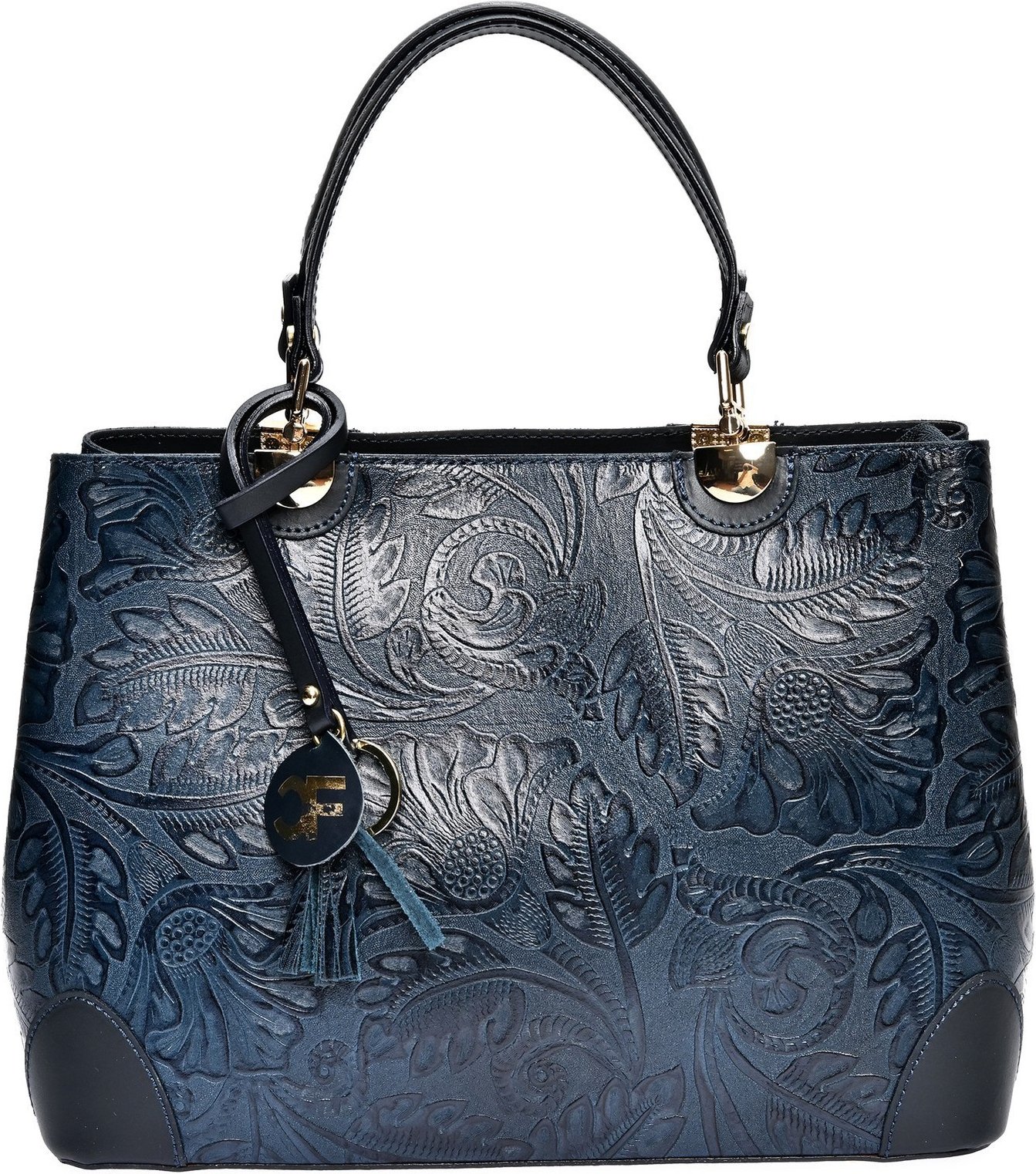Carla Ferreri Blaue Lederhandtasche