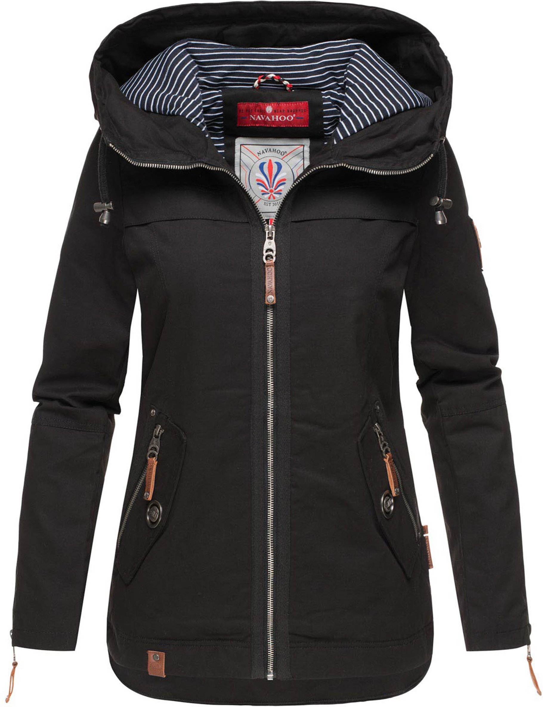 Navahoo Damen Übergangsjacke Wekoo – Leichte Baumwolljacke mit Kapuze