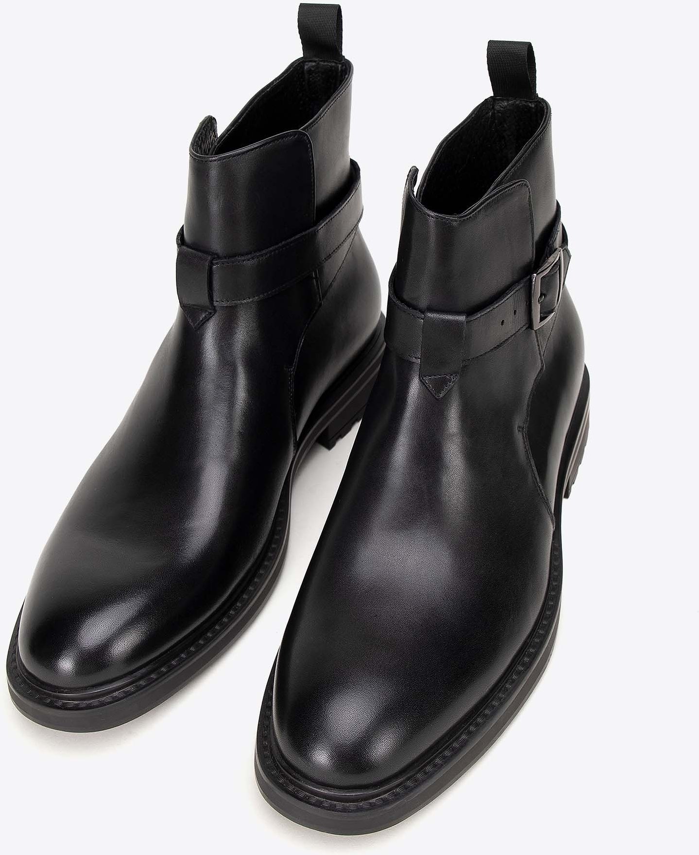 Wittchen Herren-Chelsea-Boots aus Leder mit Schnalle, Schwarz, Naturleder