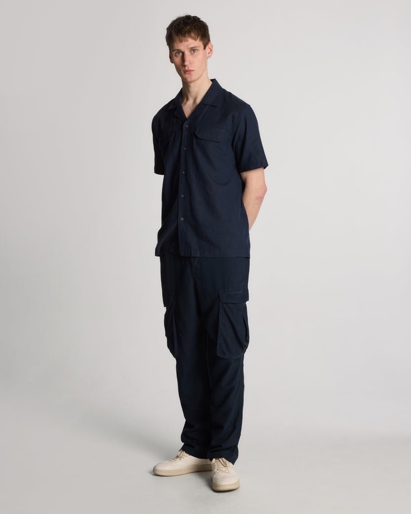 Thumbnail - Lyle & Scott Cargohose aus Baumwollleinen – Dunkelmarineblau