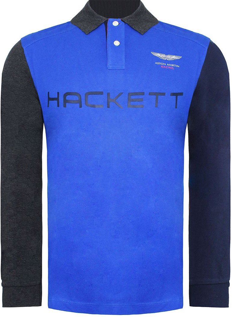Hackett Aston Martin Racing Panel Mens Blue Polo Shirt