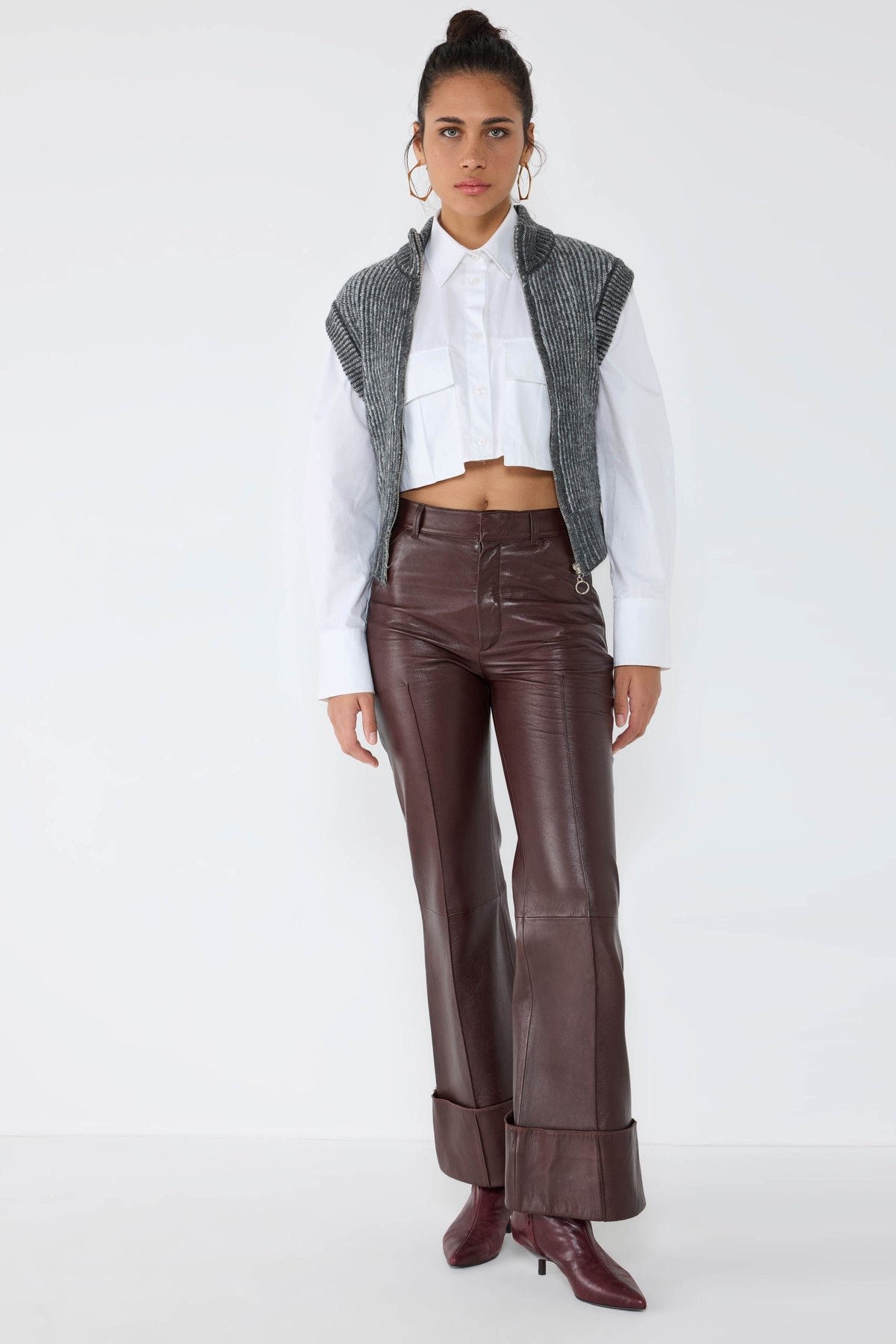 Gestreiftes Halb-Zip Fischerkragen Strickweste