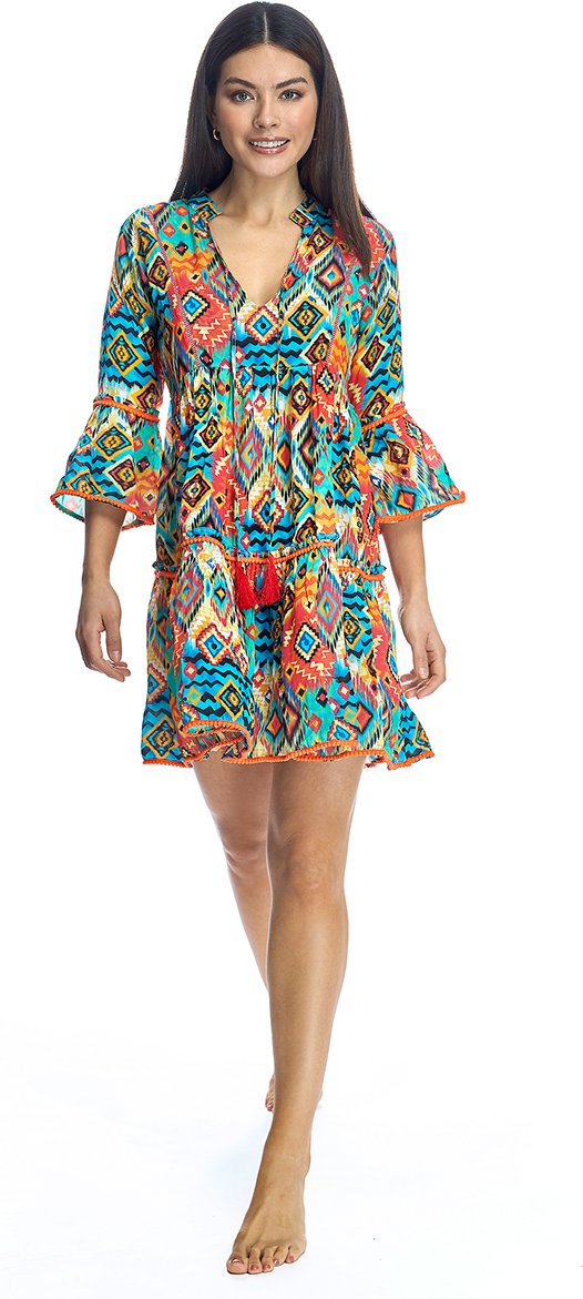 W240995 Damen Kurz Strandkleid