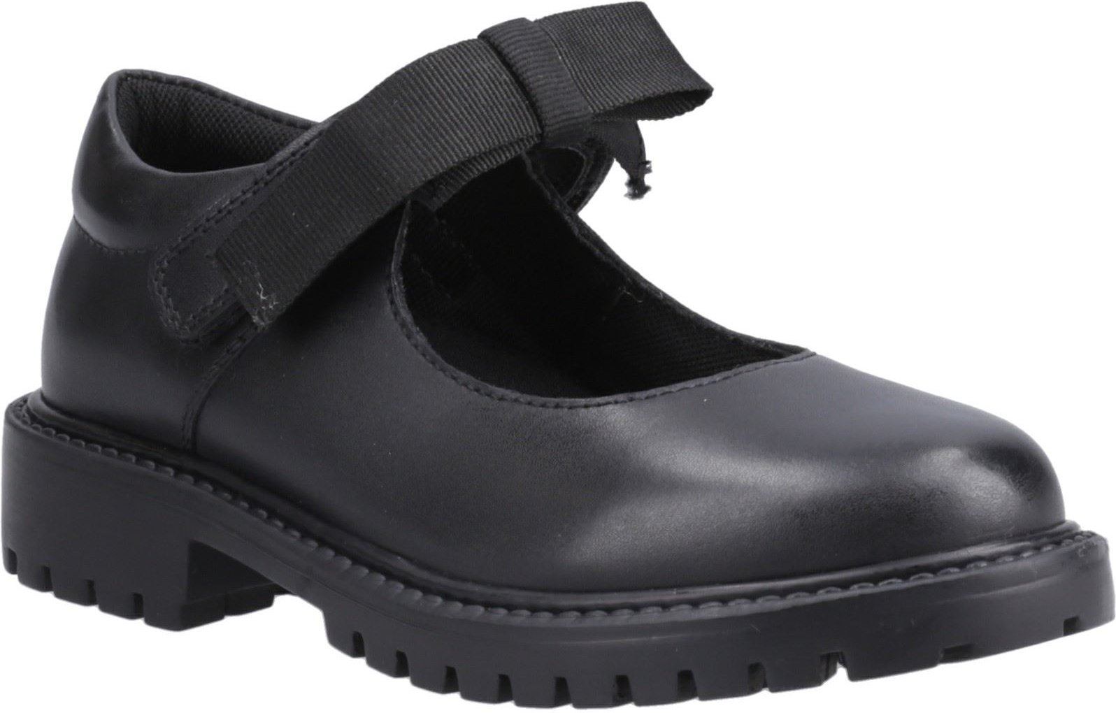 Hush Puppies Astrid Schleifen Leder Mädchen schwarze Schuhe