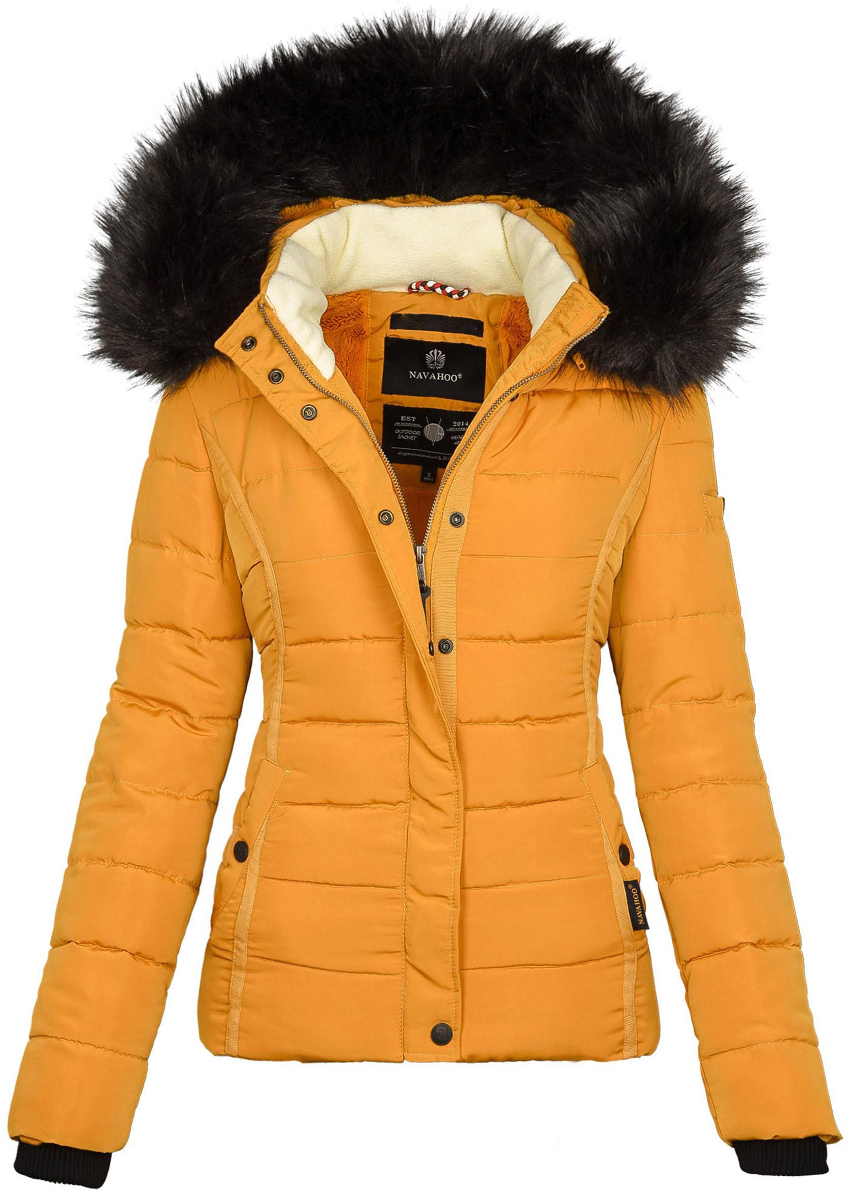 Navahoo Damen Winterjacke Miamor – Warm Gefüttert Mit Abnehmbarer Kapuze & Kunstfellkragen