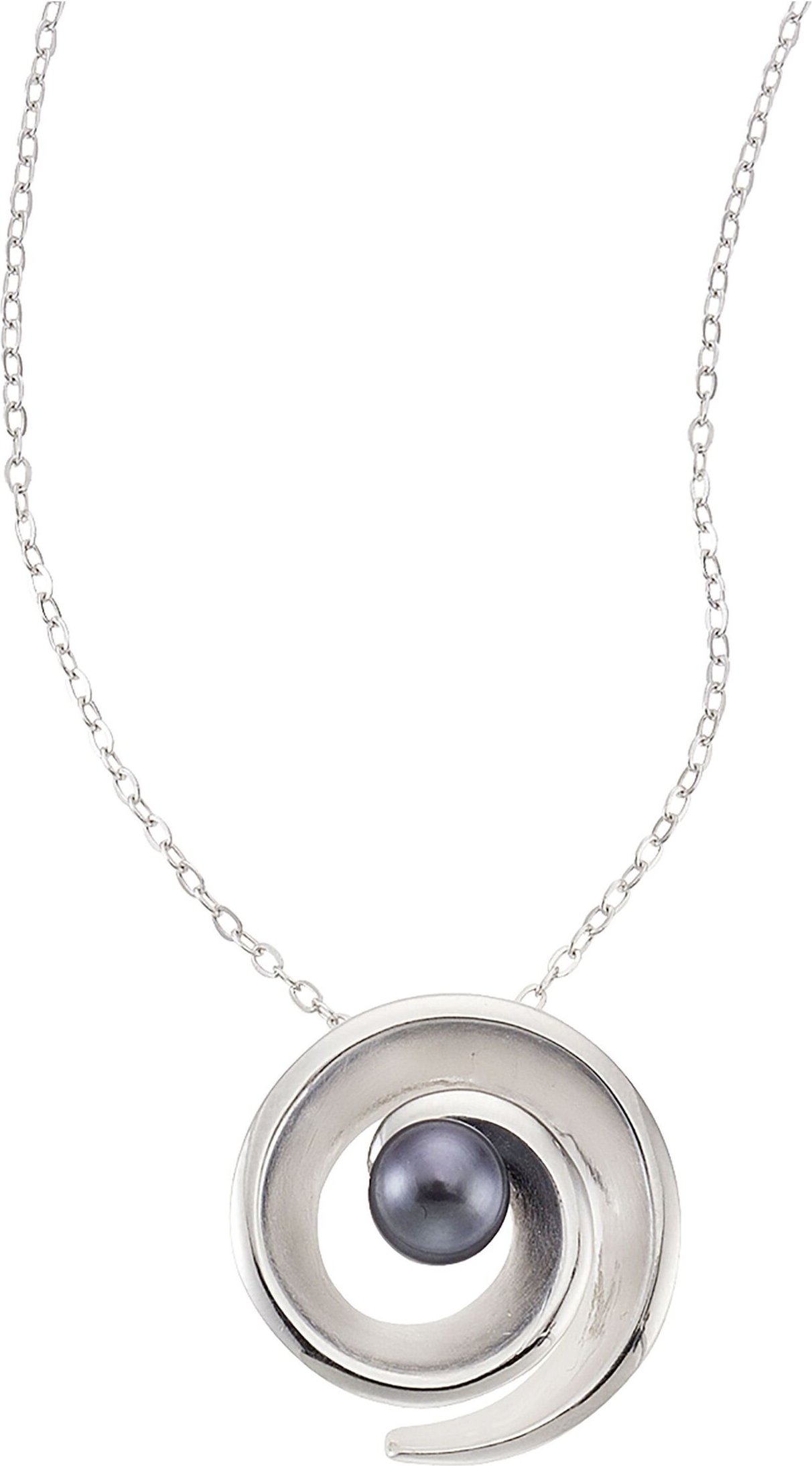 Zeeme Pearls Halskette Silber 925 rhodiniert mit einer schwarzen Perle 5,5-6mm