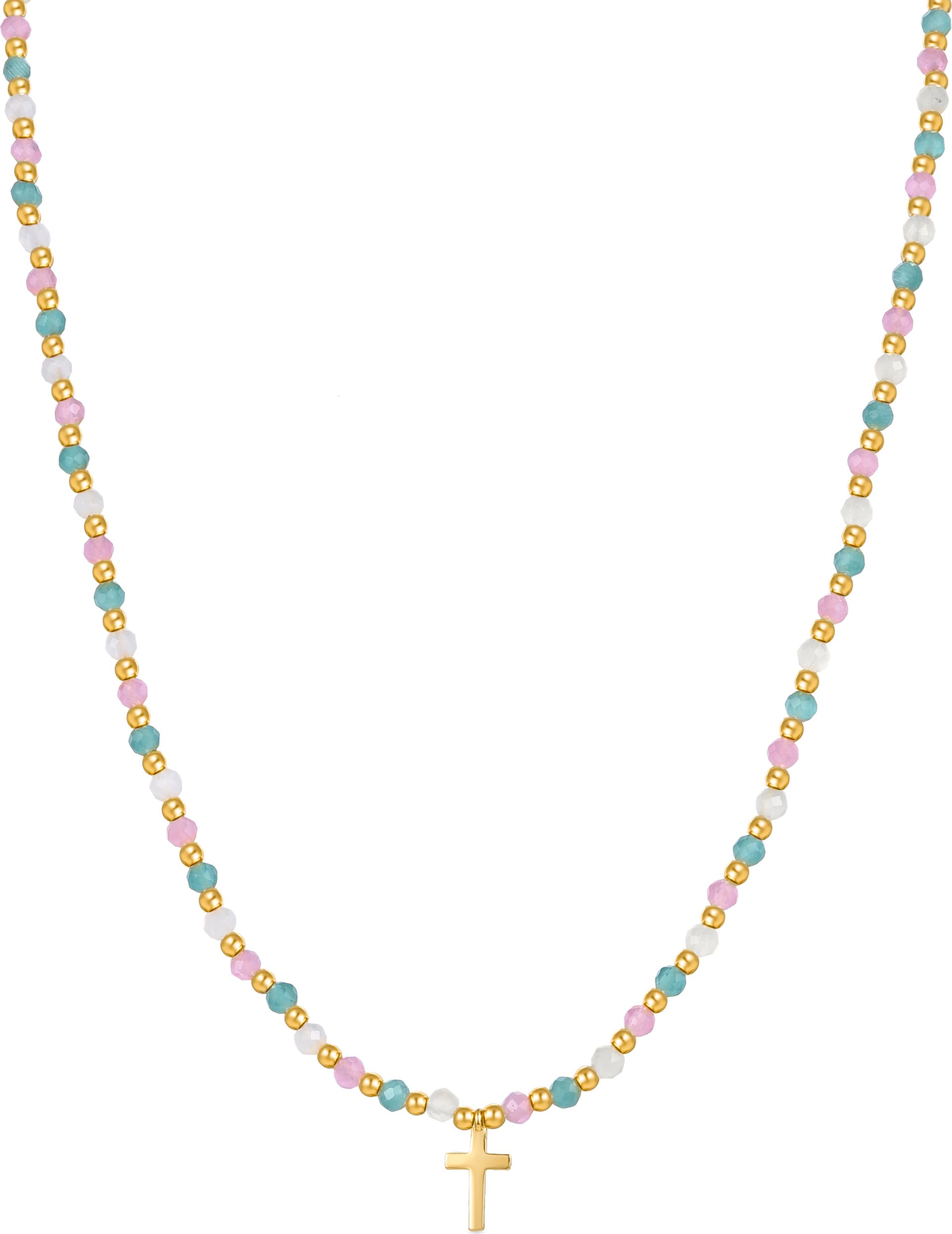 Luxenter Halskette aus 925er Sterlingsilber mit mehrfarbigem Kristall in 18K Gelbgold - Liwa