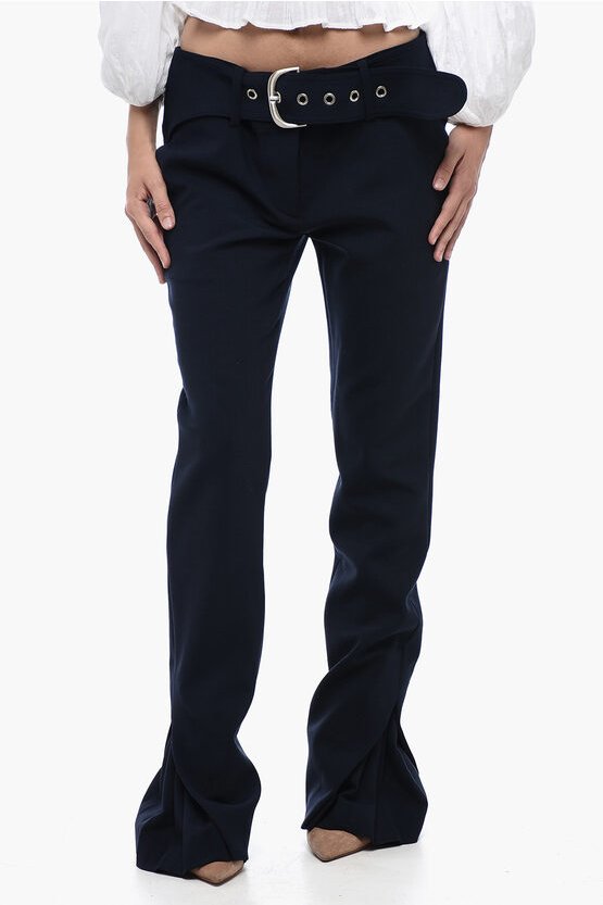 Low-Waist-Hose mit Plissee-Detail in Mitternachtsblau