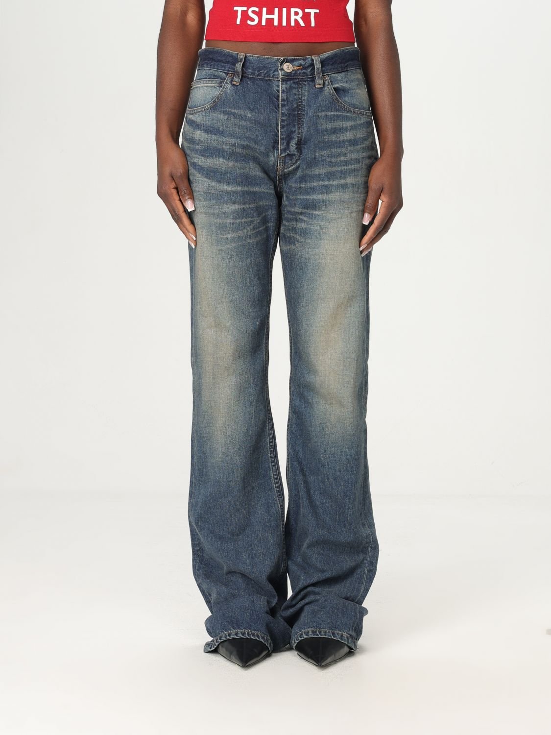 Hochtaillierte weite Jeans