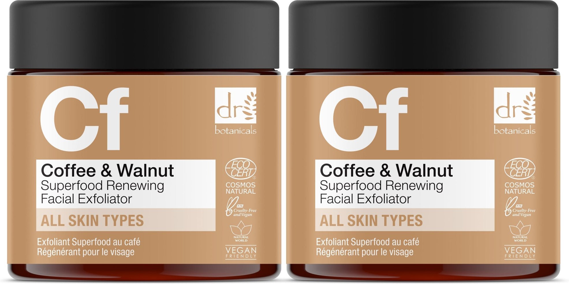 Dr Botanicals Kaffee Superfood Erneuerndes Gesichtspeeling 60ml x 2 Duo Pack