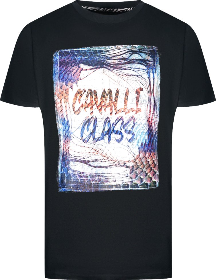 Cavalli Class Box-Logo Schwarzes T-Shirt