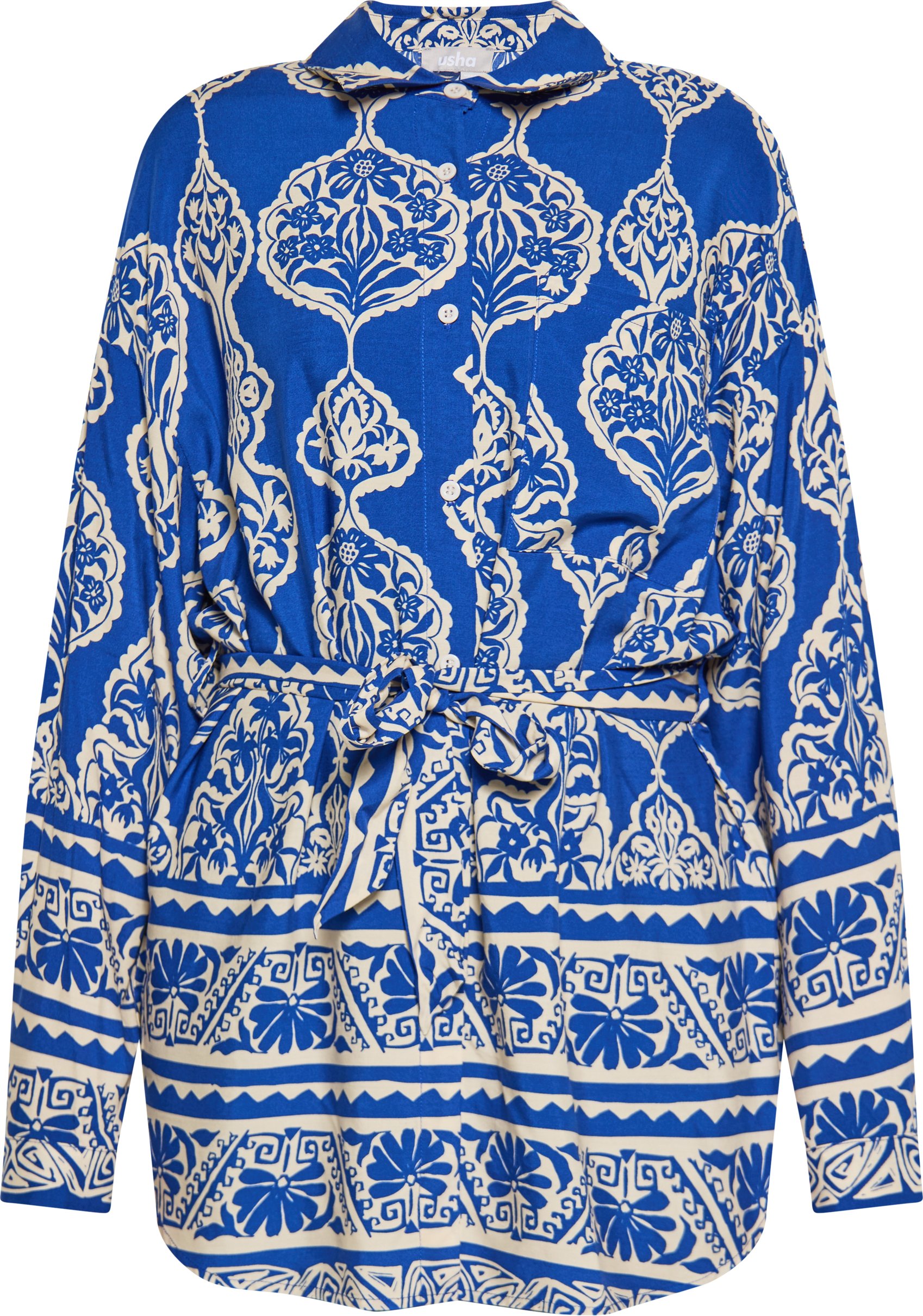 usha Bluse Damen royalblau Creme