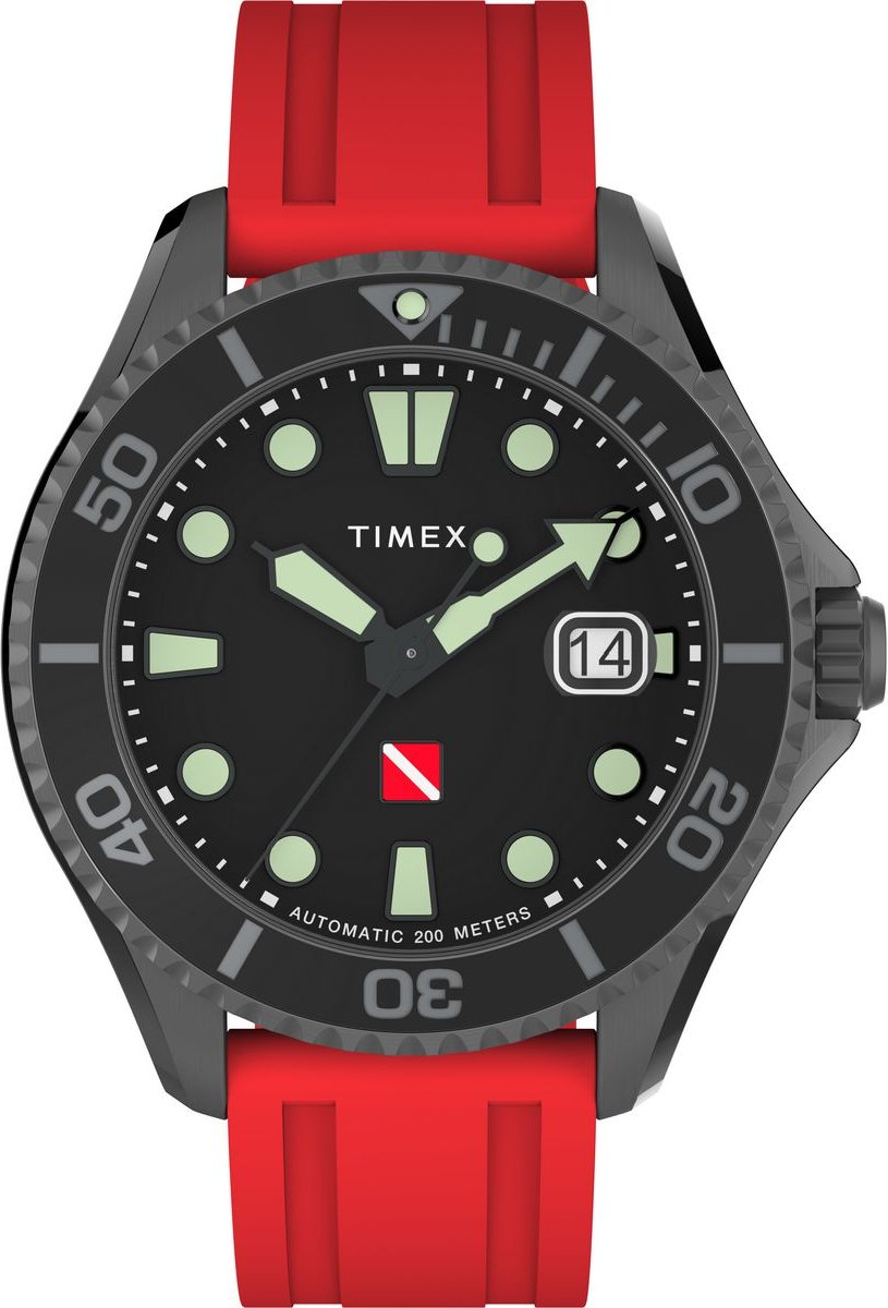 Timex Deep Water Tiburon Automatic Rot Herren Armbanduhr TW2W21000