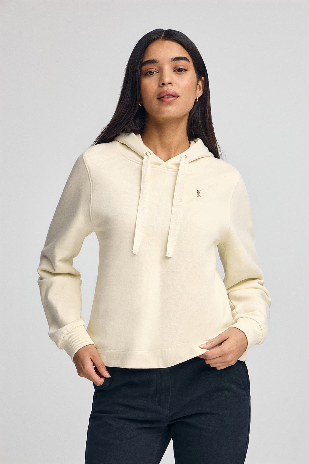 Sweatshirt ecru mit Kapuze und Rigby Go-Logo