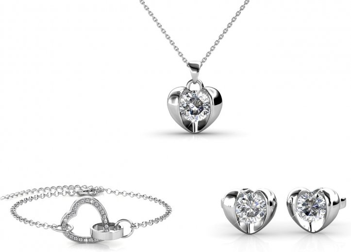 Simply Love Verschlossenes Herz für Baum Set - Silber und Kristall