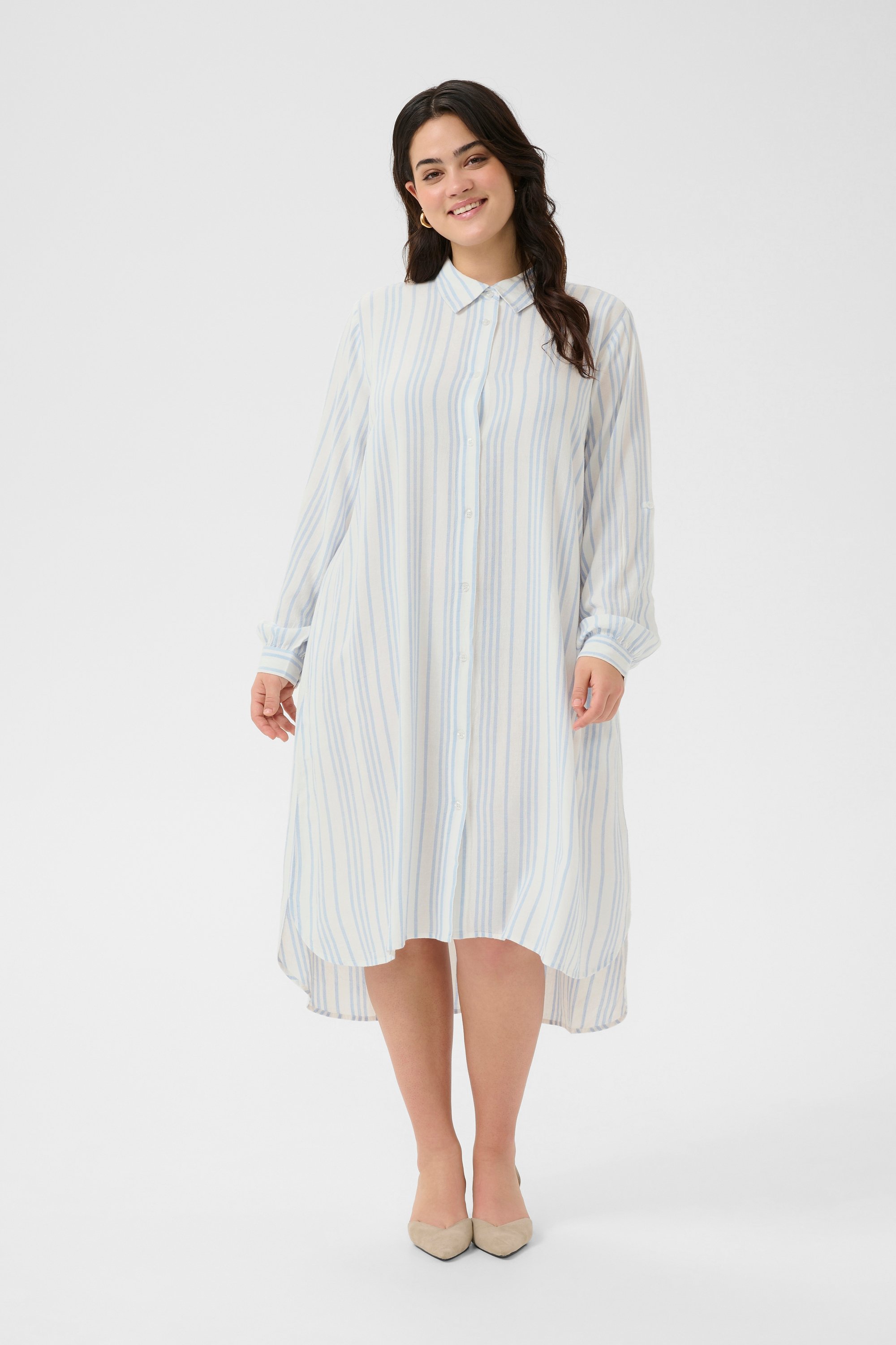 Thumbnail - Kleid Loose fit Chalk/Soft Chambray Stripe white blue