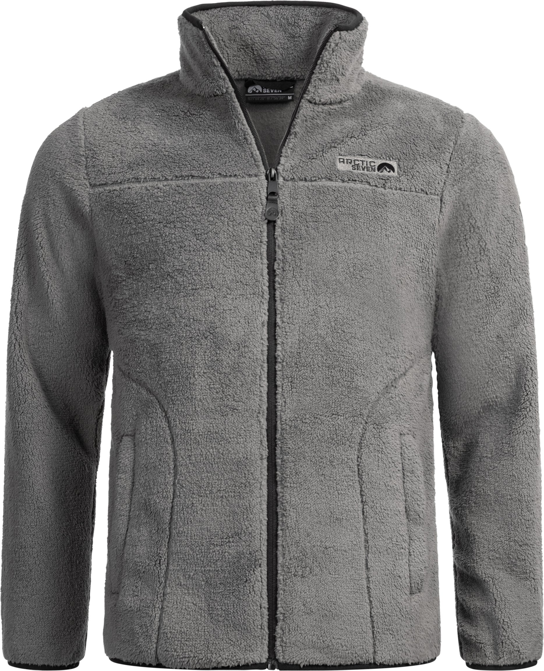 Arctic Seven Herren Sherpa Fleecejacke – Warme Outdoorjacke mit Zipper – Dunkelgrau