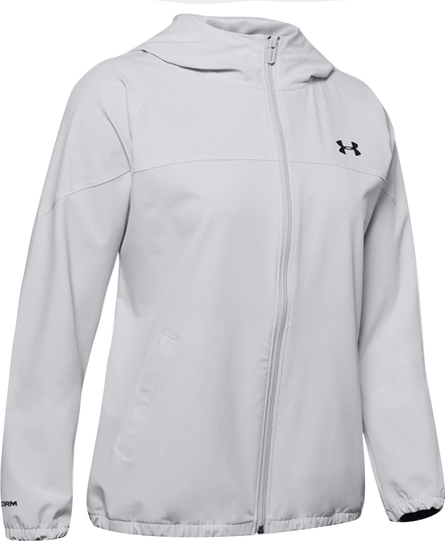 Under Armour Womens Woven Branded Full Reißverschluss Hoodie Grey 1351794 014
