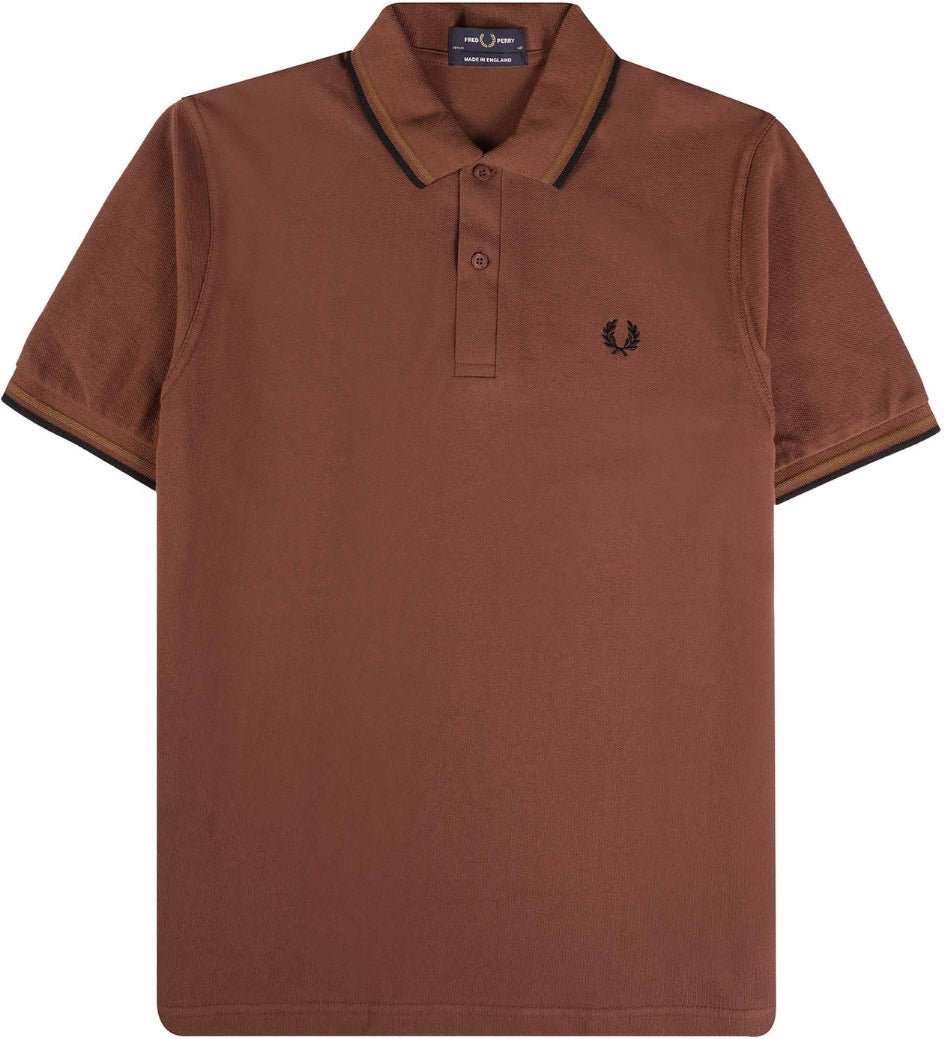 Fred Perry - Limettengrünes, Kastanienbraunes Poloshirt Mit Doppelstreifenkragen