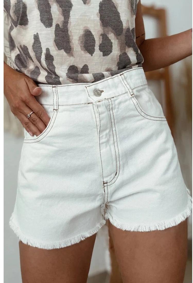 Thumbnail - Denim-Shorts mit hoher Taille und rohem Saum