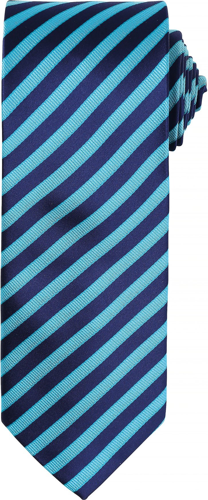 Thumbnail - Premier Mens Double Stripe Pattern Formal Business Tie (Türkis/Marine)
