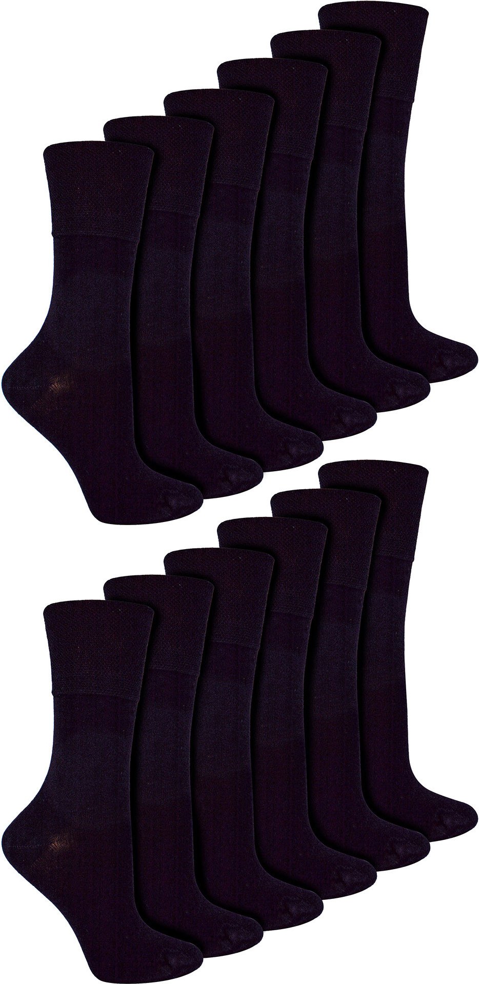 IOMI - 12 Paar Multipack Damen Diabetiker Bambus Socken | Damen Extra breite nahtlose Socken mit nicht elastischen sanft...