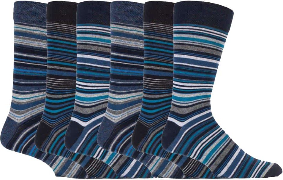 6er-Pack bunte gestreifte Baumwollsocken für Herren in 7 verschiedenen Ausführungen