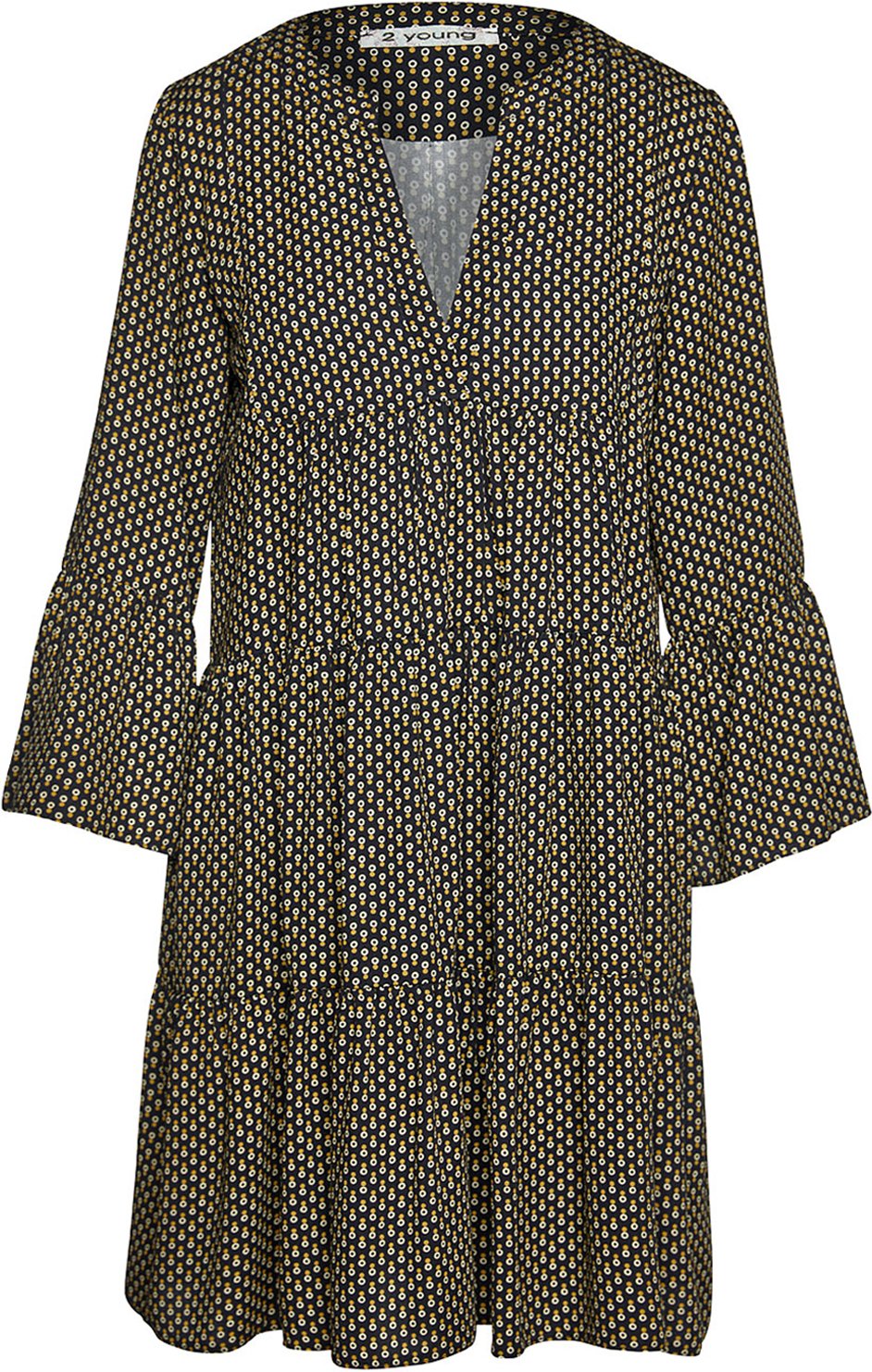 Thumbnail - Print Viskose Kleid mit gerafften Nähten
