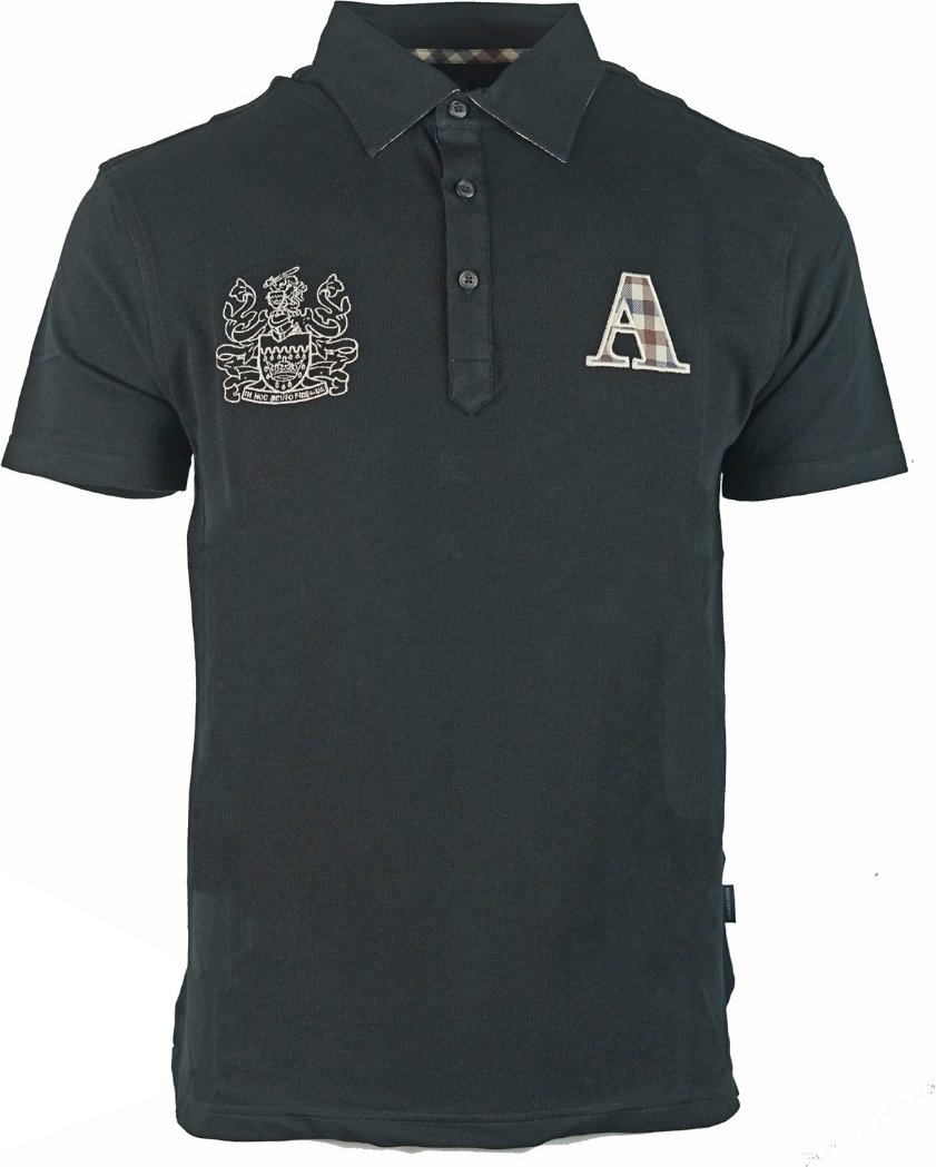 Aquascutum Check A Logo Black Polo Shirt