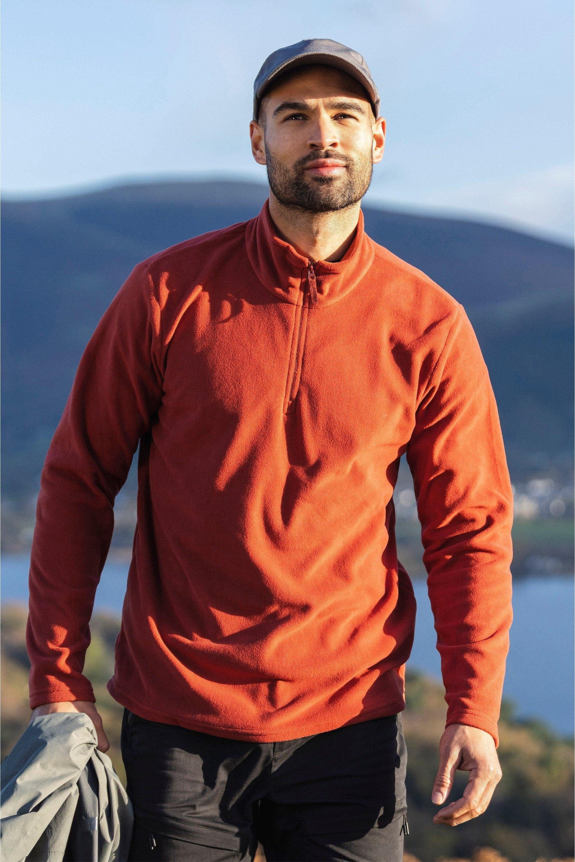 Mountain Warehouse - "Camber II" Fleece-Oberteil mit halbem Reißverschluss für Herren (Rot)