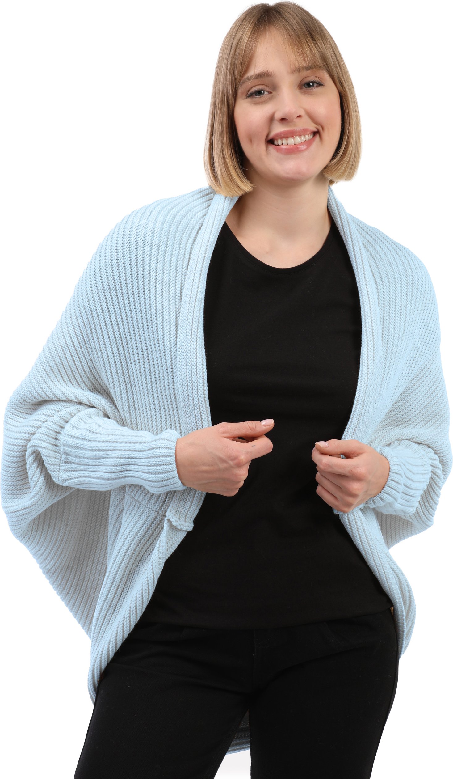 Strickjacke Langärmelige Strickjacke Aus Wollmischung Mit Fledermausärmeln