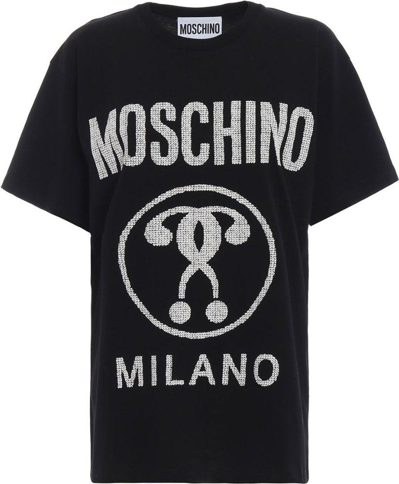 Moschino Milano - Schwarzes T-shirt Mit Doppeltem Fragezeichen-logo