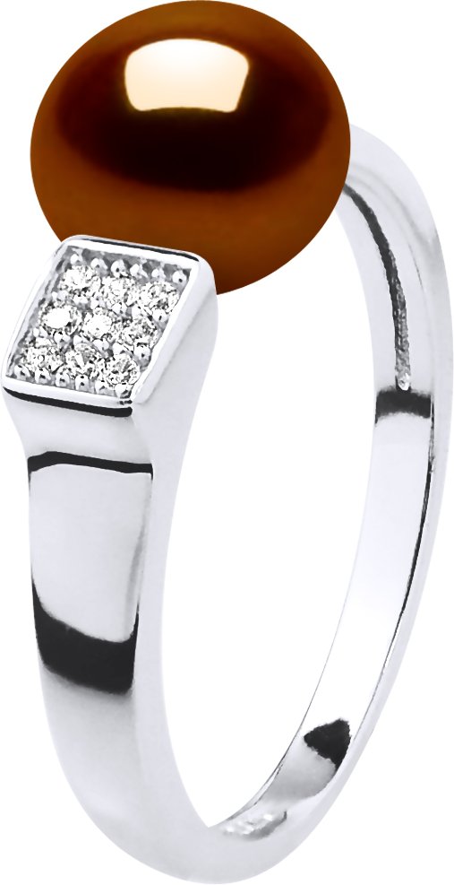 Ring Verstellbarer Süßwasserperlenschmuck 9-10 mm Chocolate 925