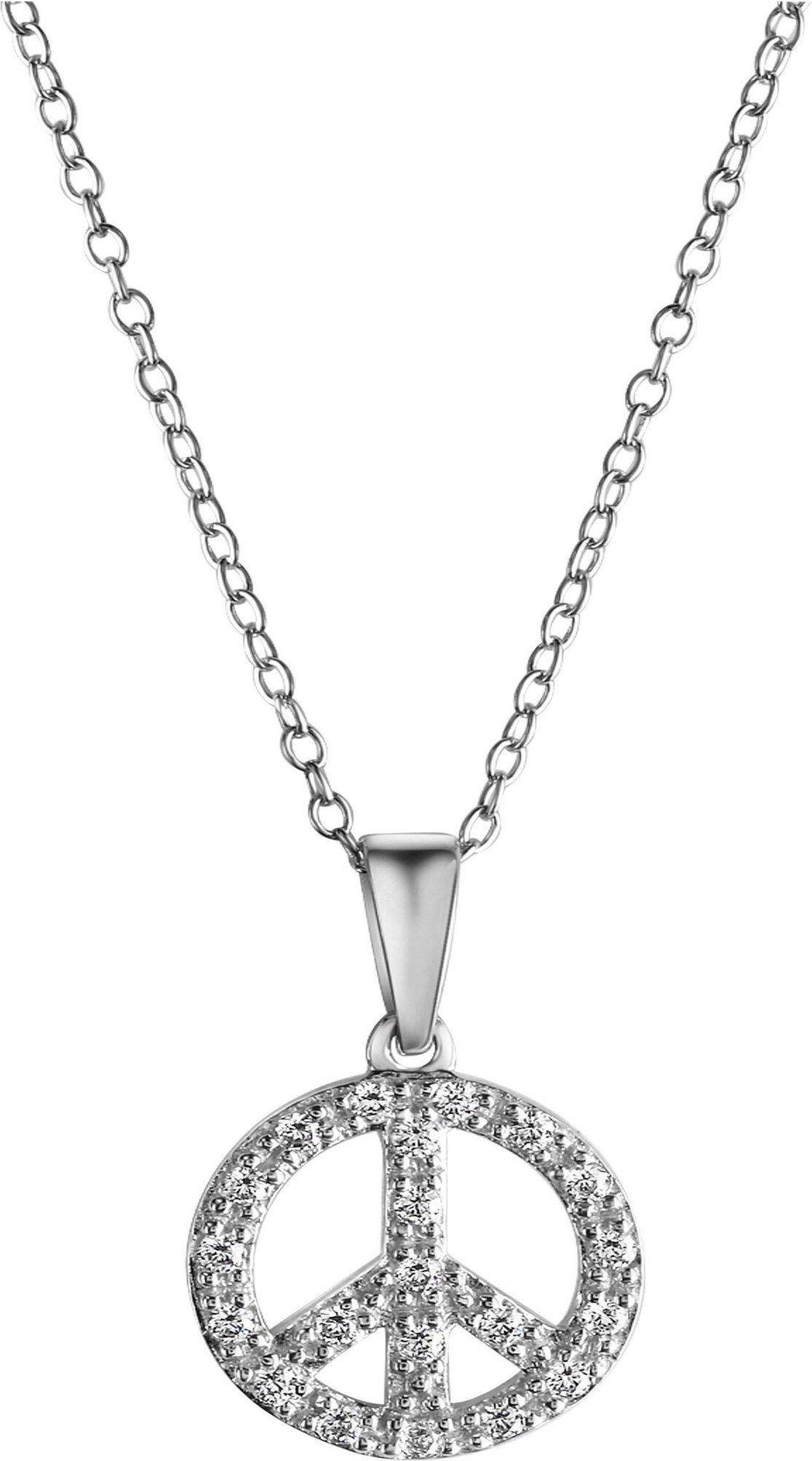 Thumbnail - Celesta Silber Halskette Boho Peace mit Kette 42+3cm 925 Silber Zirkonia weiss