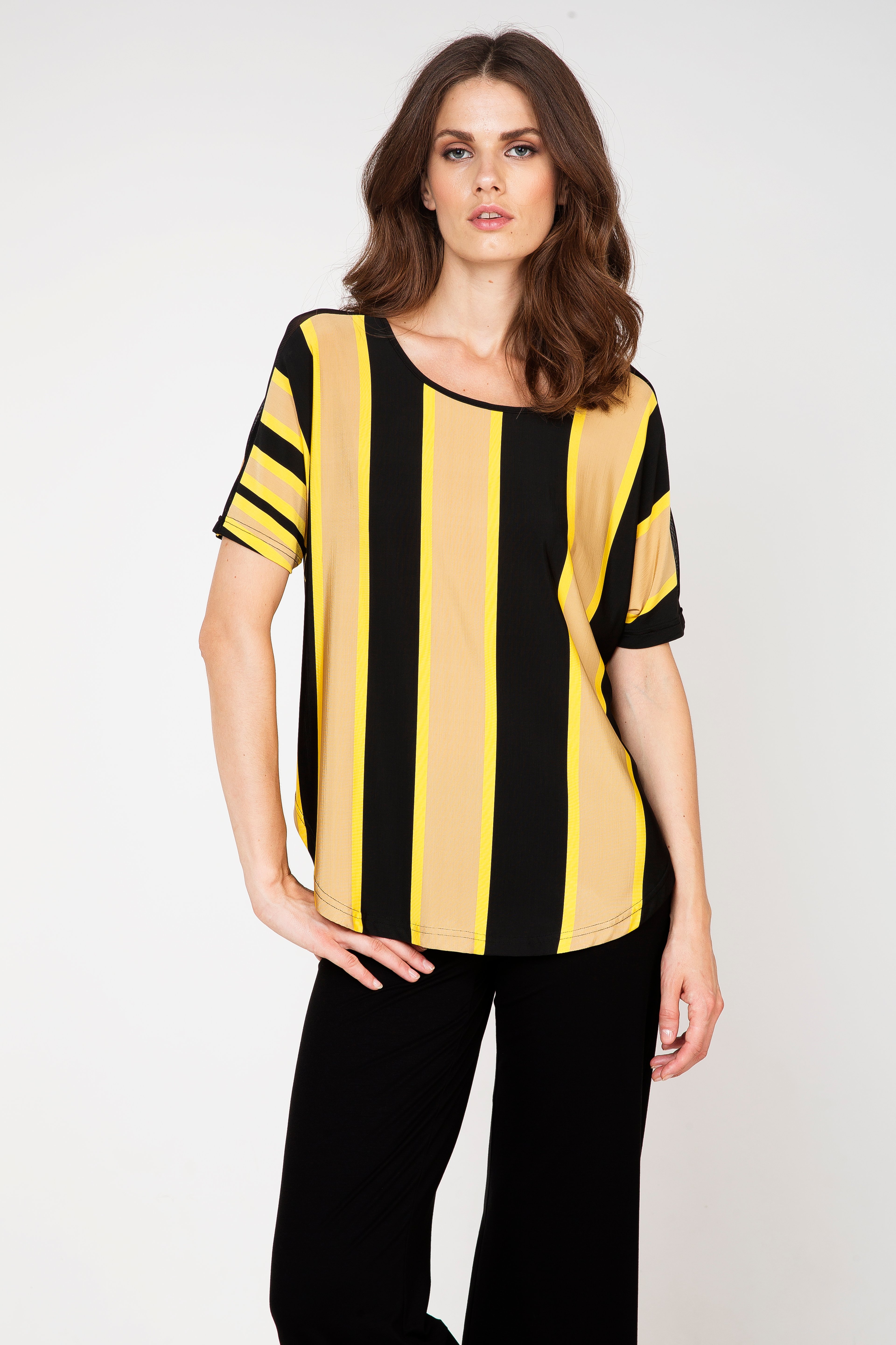 Gestreiftes Top mit durchsichtigem Detail