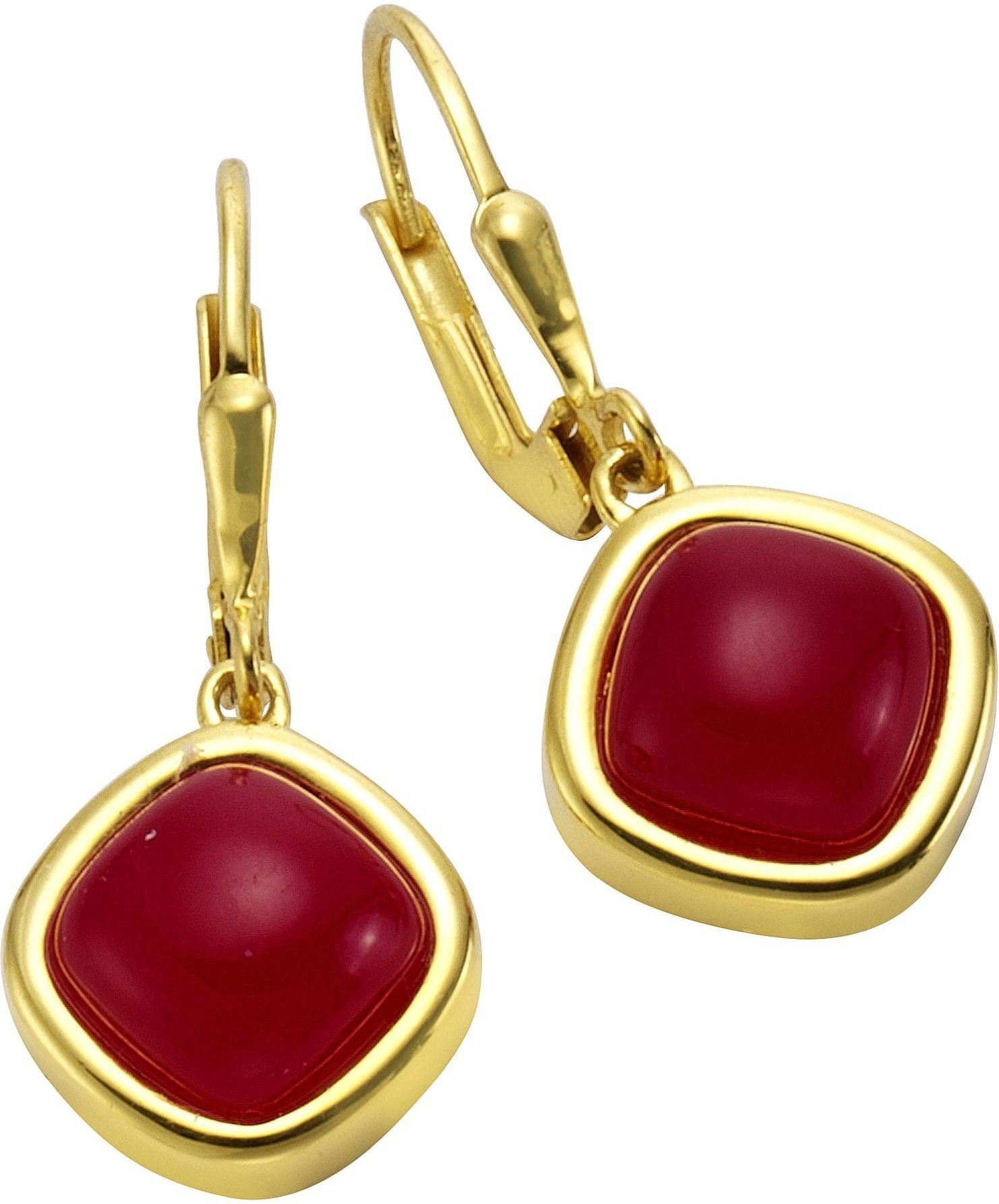 Thumbnail - Jamelli Ohrringe Silber 925 vergoldet mit echtem Chalcedon rot